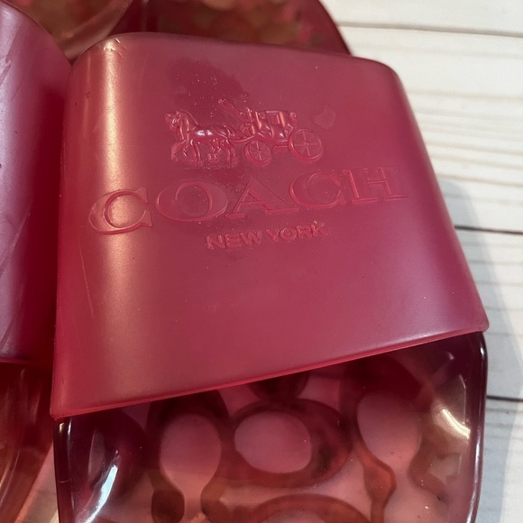 Coach Alyssa Pool Slides Pink Sz 8 Women - Picture 5 of 11